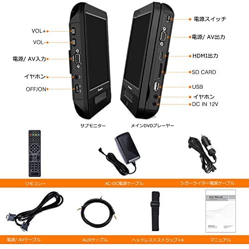 NAVISKAUTO ヘッドレストモニター 2台 ブルーレイプレーヤー 