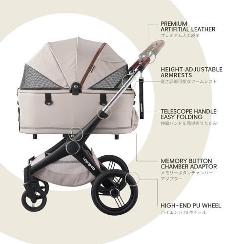 Uppapets 犬用カート、大型犬と中型犬に適した大型ペットカート、取り外し可能なバスケット、猫キャリーバッグ