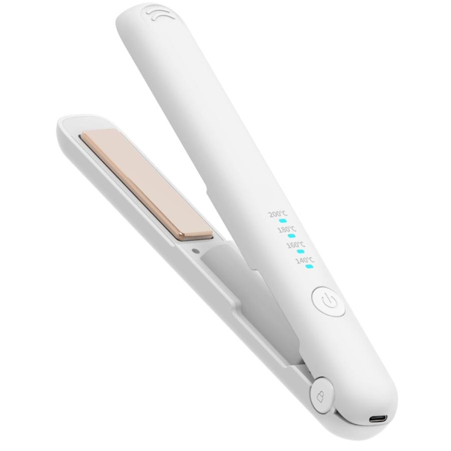 ホワイト ヘアアイロン コードレス 2WAY カール/ストレートスヘア  