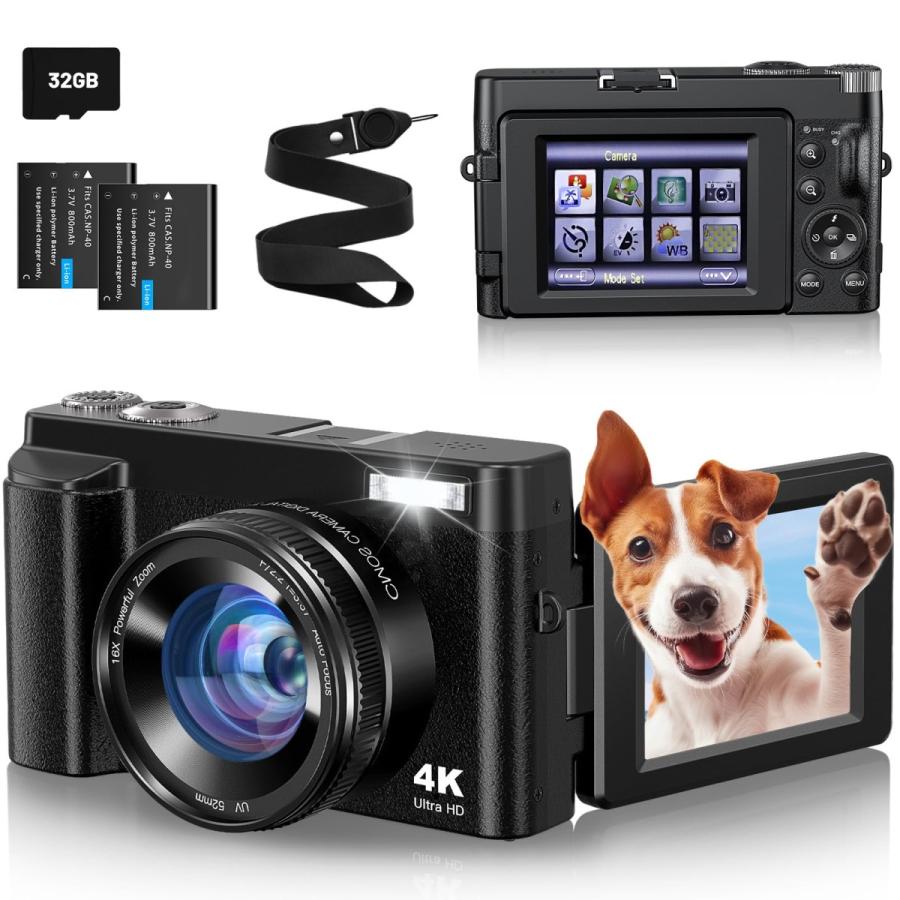 4Kビデオカメラ 4800万画素 16倍ズーム 32GBメモリカード付き 4Kビデオカメラ 4800万画素 16倍ズーム 32GBメモリカード付き 【公式通販】