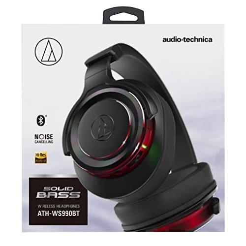 audio-technica SOLID BASS ノイズキャンセリングワイヤレスヘッドホン 重低音 ハイレゾ音源対応 最大30時間再生 ブラックレッド ATH-WS990BT BRD 
