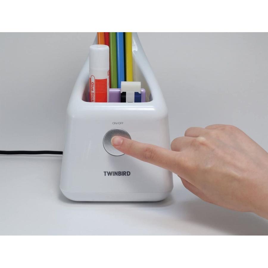TWINBIRD REFLECTECHシリーズ ペンスタンド付 LED キッズライト 子供 ホワイト タッチスイッチ 卓上 ペン立て LE-