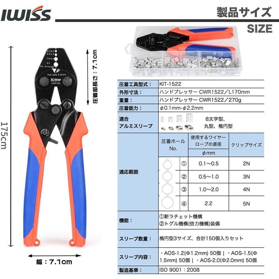 アイクリンプ(iCrimp) ラチェット式 ハンドプレッサー アルミスリーブ付き ワイヤークランプカッター φ0.1mm-φ2.2mm対応｜le-coeur-online｜05