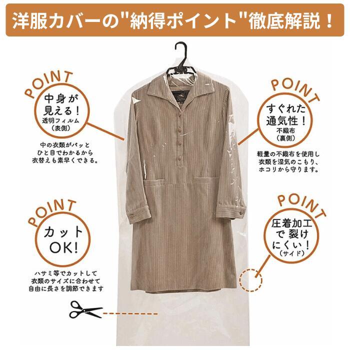 洋服カバー ロング 50枚セット 日本製 クローゼット 収納 衣類カバー 