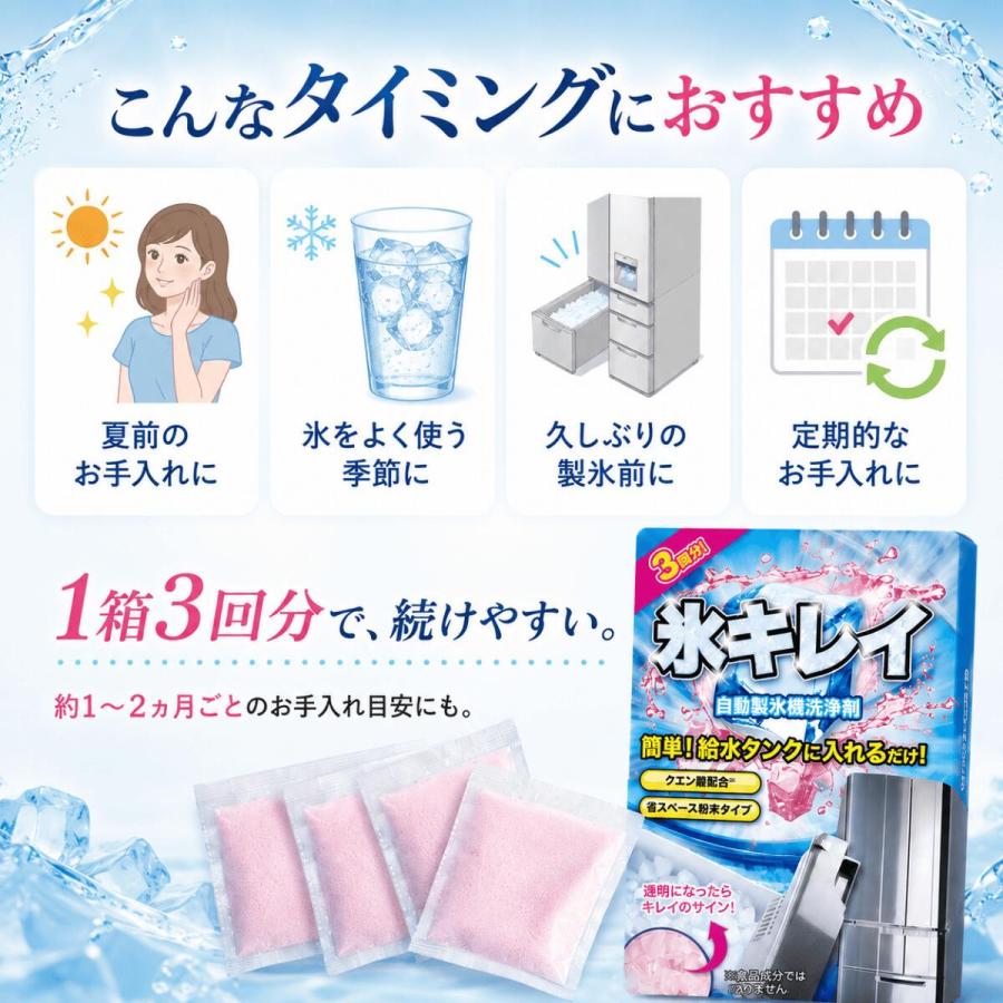 自動製氷機洗浄剤 氷キレイ 3袋入 製氷機 洗浄 掃除 洗剤 冷蔵庫 製氷