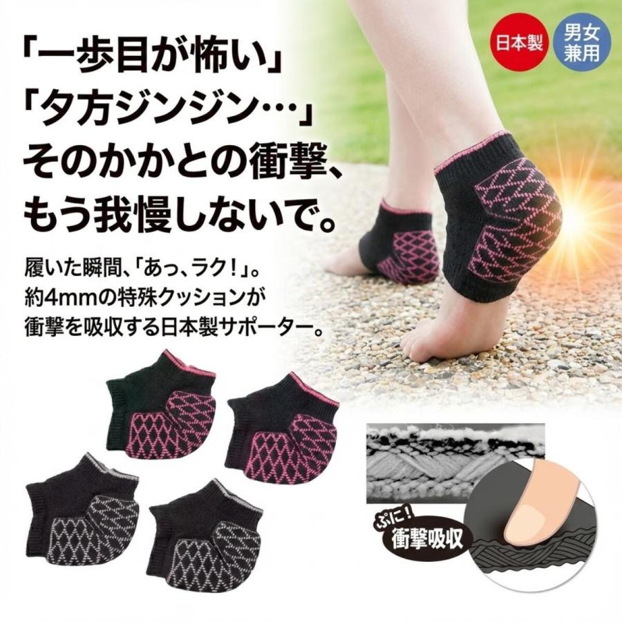 かかとが痛い時の サポーター 2枚入 1足組 かかと クッション 衝撃吸収 保護 綿混 かかとサポーター ソックス 踵 サポート 靴下 男女兼用 かかとケア | ブランド登録なし | 03
