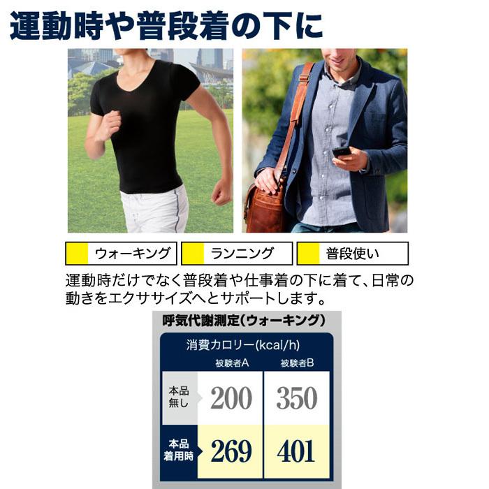 加圧シャツ メンズウォーキングパワーシャツ M/L ブラック 加圧
