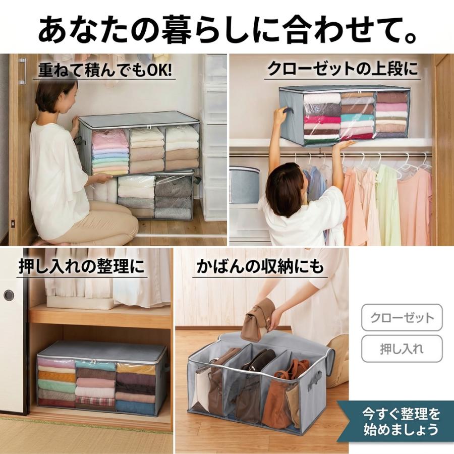 炭消臭 大収納衣装袋 衣類収納 袋 ケース 不織布 消臭 炭シート入 