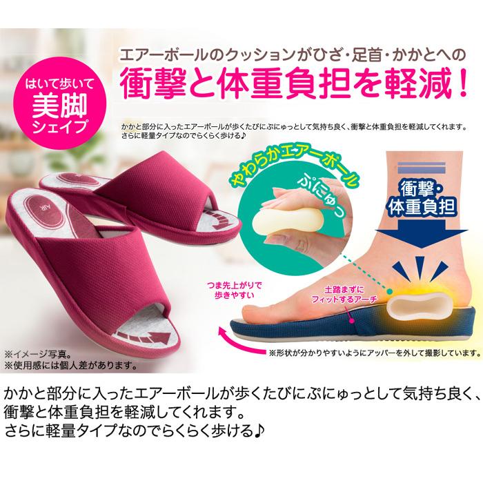 美脚スリッパ シェイプエアー M/L ワイン/ネイビー レディース 室内 オフィス シェイプアップ 健康 スリッパ 美脚 リカバリー サンダル | ブランド登録なし | 01