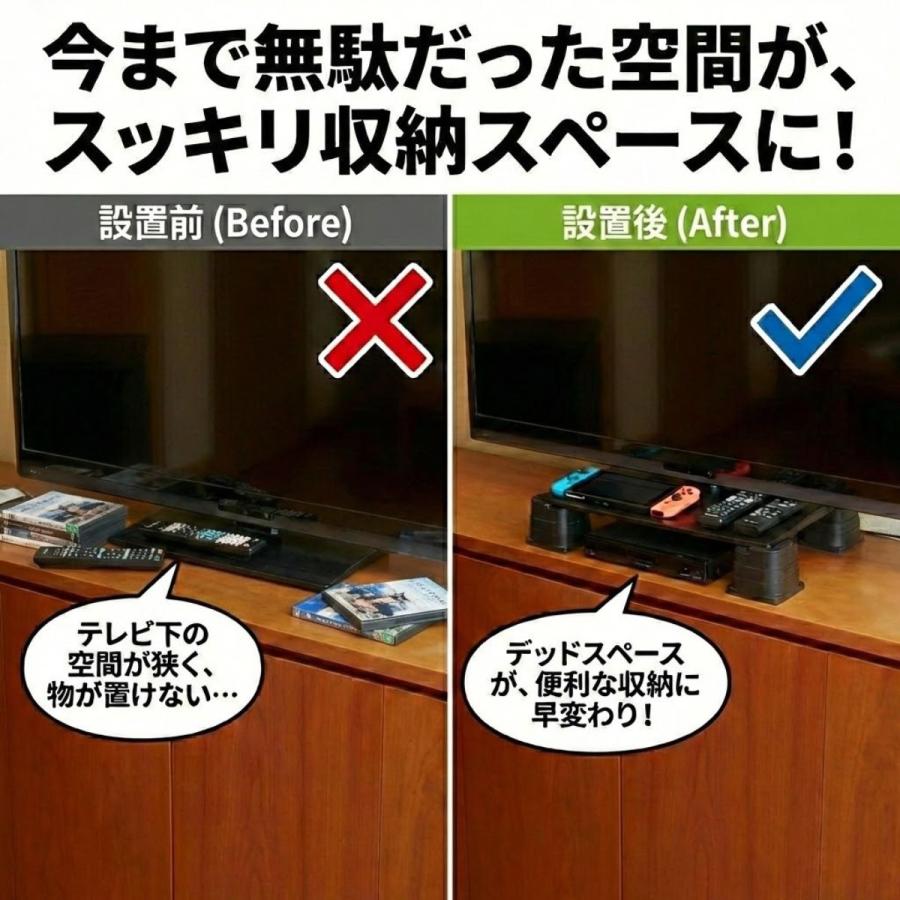 テレビの高さをあげる足 AKO-09 4個組 テレビ 底上げ 台 ブロック 脚