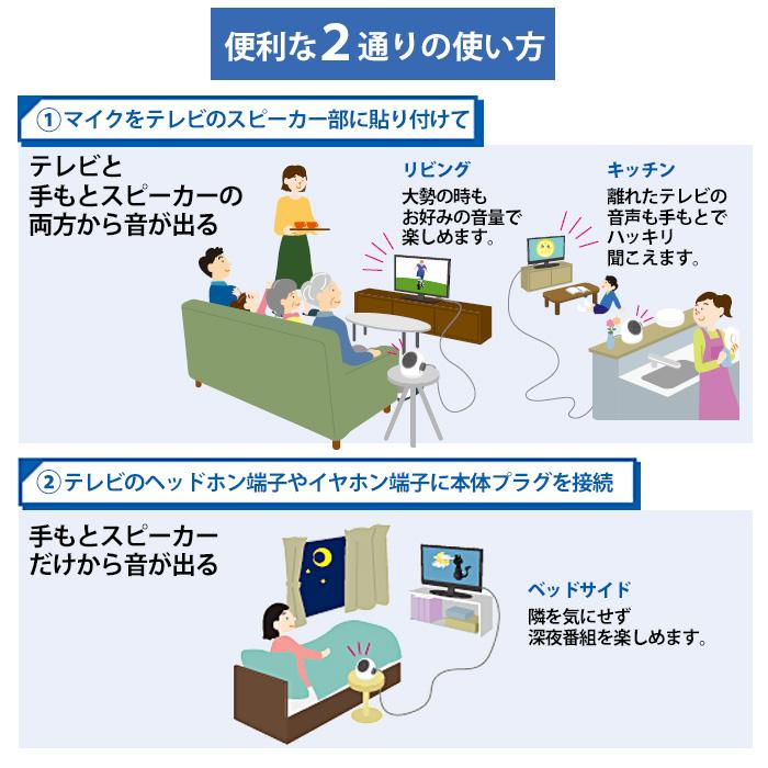 イヤホンなしで聞き取れる／テレビの音も聞こえる 手もと スピーカー