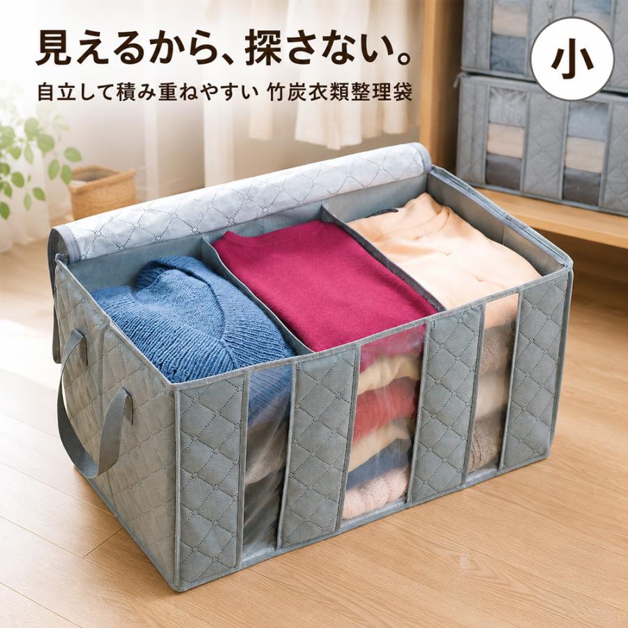 COGIT（コジット） 軽くて収納力抜群 竹炭 衣類整理袋 小 中身が見える