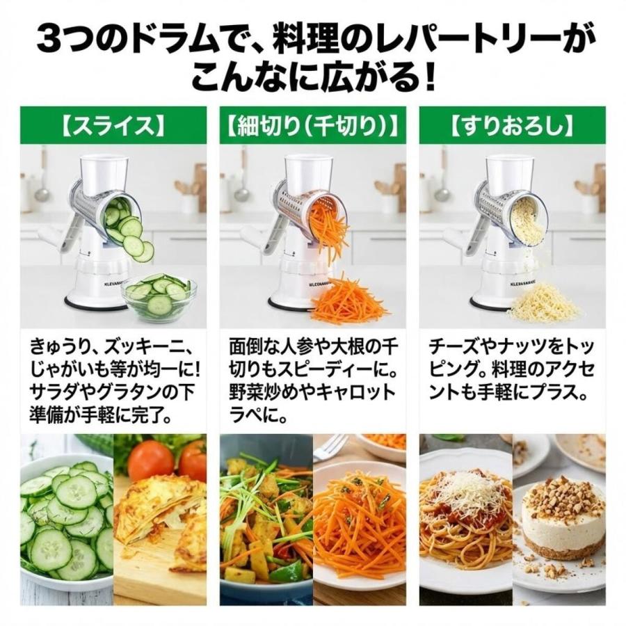 クレバースライサー 多機能 回転 スライサー 電源不要 野菜カッター