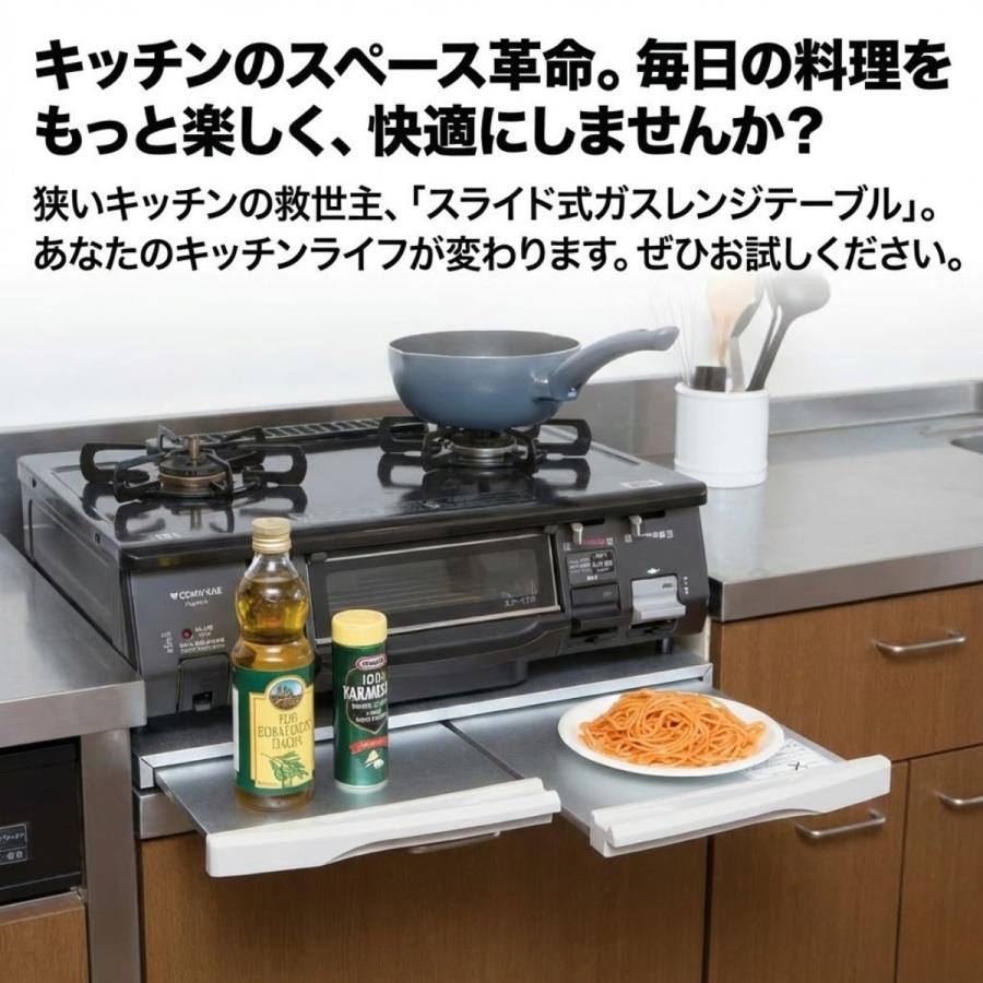 スライド式 ガスレンジテーブル レンジ コンロ 下 取り付け スライド 