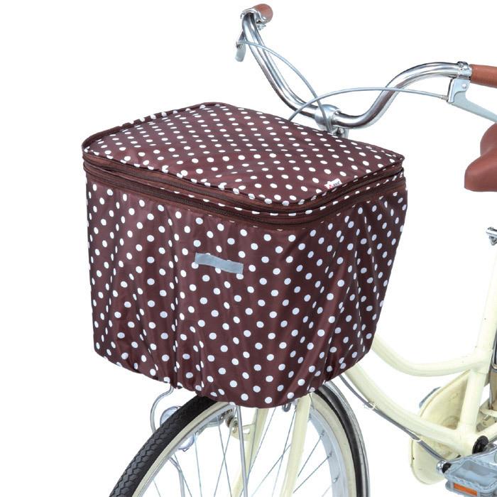 自転車カゴカバー 前後 セット ブラウンドット 自転車 前 後ろ カゴ