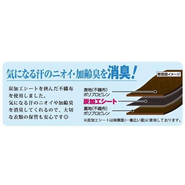 洋服カバー 不織布 パッと見える炭入り消臭衣類カバー ショート クローゼットの洋服の収納 衣類収納カバー 衣装カバー 洋服収納カバー 衣替え | アイメディア | 03