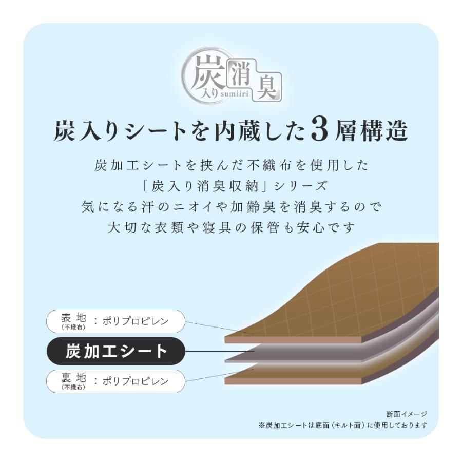 炭入り消臭 羽毛布団収納ケース ダブル用 D A-03 羽毛 掛け布団 収納 押入れ用 衣替 羽毛 布団収納 袋 ケース 消臭 不織布 寝具収納 コンパクト 透明窓付き | アイメディア | 02