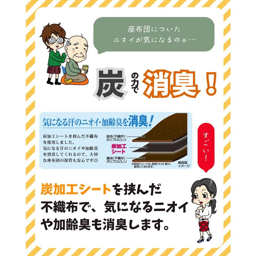 座布団収納 炭入り消臭 座布団 収納ケース 大判 座布団 収納 袋 保管 持ち手付き 不織布 収納ボックス 透明窓付き 衣替え 押し入れ クローゼット 整理 | アイメディア | 03