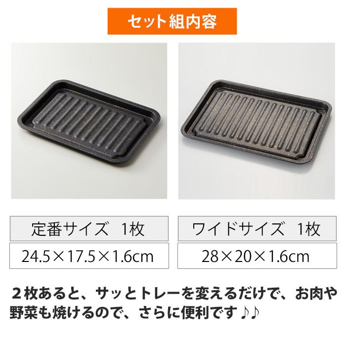 アイメディア グリル専用焼き魚トレー 2種セット マーブルコート 穴