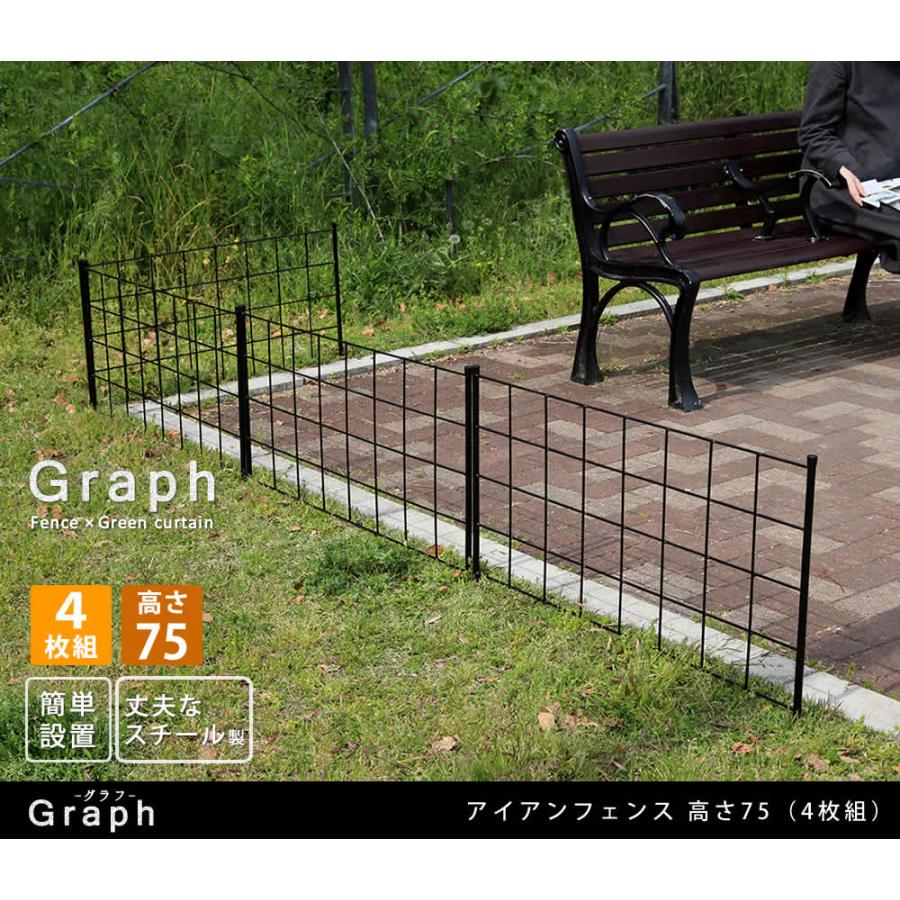 アイアンフェンス 4枚組 4枚セット 幅88.5cm 厚さ1.3cm 高さ75cm