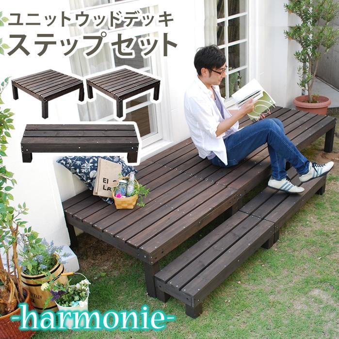 ウッドデッキ 2個組 ステップセット 幅90cm 奥行90cm 高さ36.5cm 