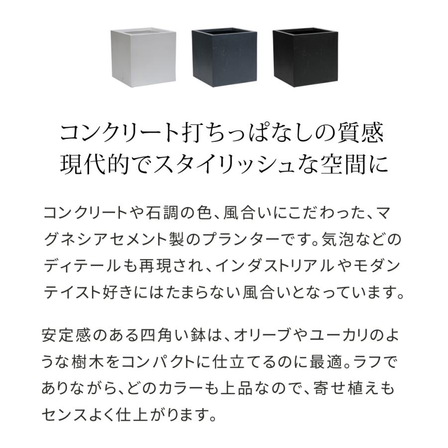 ガーデンプランター 40cm幅 正方形 ブラック グレー ホワイト プランター コンクリート風 石調 植木鉢 鉢植え 幅40cm 奥行40cm 高さ40cm おすすめ おしゃれ 北欧の画像