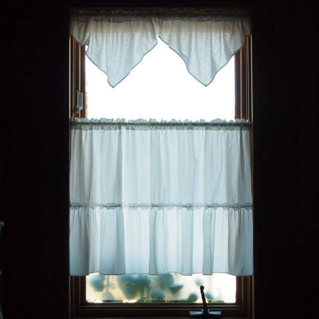 カフェカーテン 短いカーテン バランス さんかく ホワイト ギンガム ストライプ Cafe V Dpw Le Jeudi 通販 Yahoo ショッピング