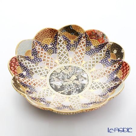 現代の京薩摩×アウガルテン磁器工房 小皿(豆皿) 9cm 白藤とすずめ 絵付 