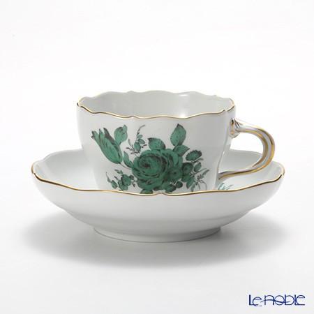 希少品◆マイセンアンティーク◆フラワー コーヒーカップソーサー マイセン 並行輸入品 フラワーブーケ(グリーン) 100810／00582