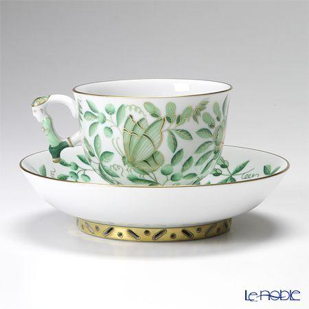 並行輸入品 ヘレンド 東方の楽園 グリーン ZOVA 03364-0-21 ラージカップ＆ソーサー カップアンドソーサーの画像