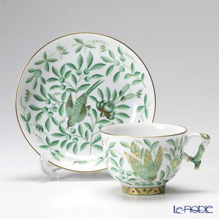 並行輸入品 ヘレンド 東方の楽園 グリーン ZOVA 03364-0-21 ラージカップ＆ソーサー カップアンドソーサーの画像
