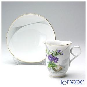 マイセンアルペンフローラ風 美品【Meissen】金彩 風の花 ティーカップ