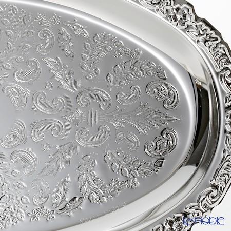 クイーンアン　取手付き　オーバルトレイ アンティーク  ヨーロッパ イングランド イギリス　シルバートレー クイーン アン QUEEN ANNE(イギリス製銀メッキ) オーバルトレイ S 0