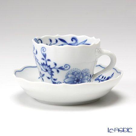 並行輸入品 マイセン ブルーオニオン スタイル 801001／00580 モカカップ＆ソーサー カップアンドソーサー