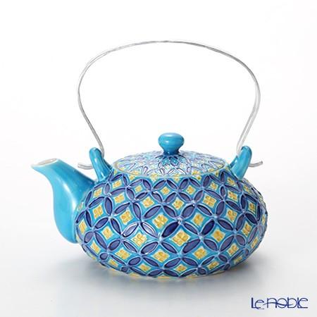 京焼・清水焼 ティーポット(石瓶) S0213 青交趾七宝 小 250ml アルミ