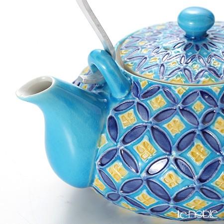 京焼・清水焼 ティーポット(石瓶) S0213 青交趾七宝 小 250ml アルミ