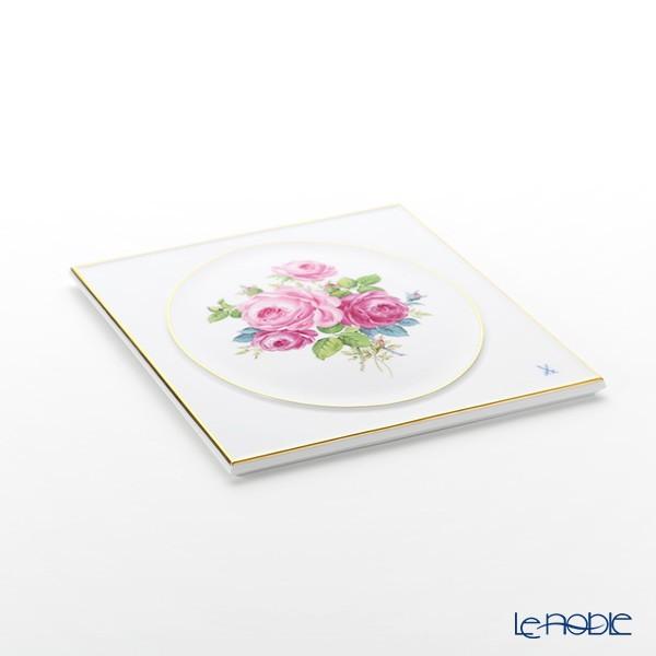 並行輸入品 マイセン 陶板 130110／53n31 ピンクローズブーケ 25×20.5cmの画像