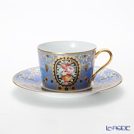 ノリタケ オマージュコレクション H-765J／T2401 カプチーノ碗皿(青絵花文) カップアンドソーサー