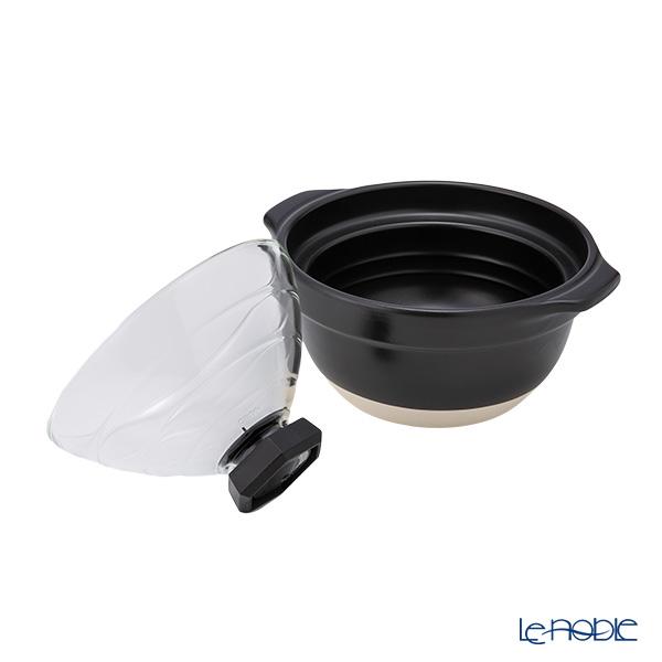 HARIO（ハリオ） フタがガラスのご飯釜 2-3合用 GNR-200-B-W【直火用