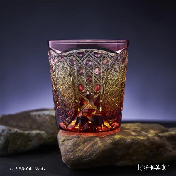 太武朗工房／タブロー 菊繋ぎに籠目紋 オールドグラス 琥珀金赤 250ml 伝統工芸士 木村泰典 作 5136-38の画像