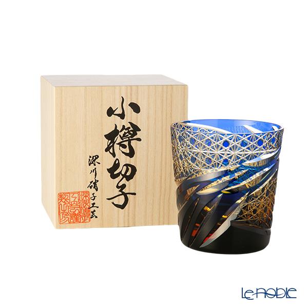 深川硝子工芸 小樽切子 雅 ロックグラス 瑠璃琥珀 : ブランド洋食器 ル