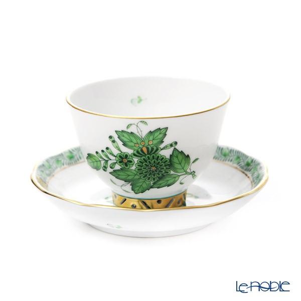 並行輸入品 ヘレンド アポニーグリーン AV ジャパニーズティーカップ(ティーボウル)＆ソーサー(湯呑＆茶托)