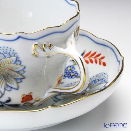 マイセン 並行輸入品 ブルーオニオン レッド＆ゴールド トリオセット