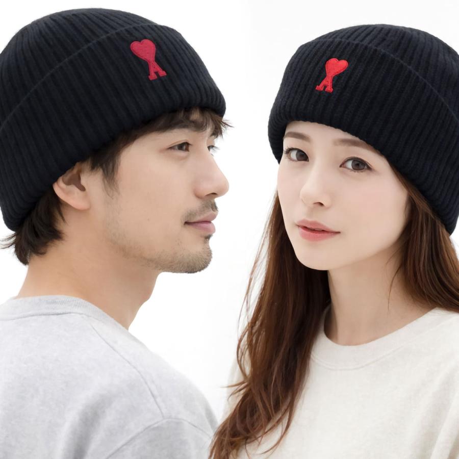 AMI PARIS アミパリス ニット帽 ハートロゴ アイボリー　袋付 最終価格 AMI Alexandre Mattiussi アミパリス AMI PARIS ニット帽 帽子 メンズ