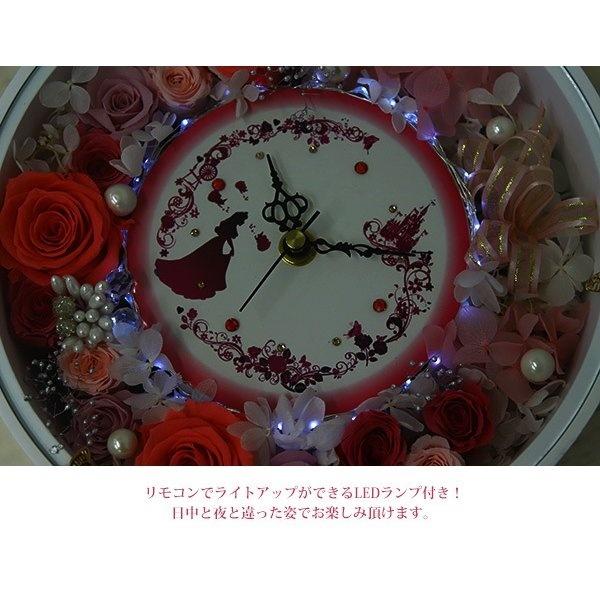 プレゼント 花 名入れ 花時計 プリザーブドフラワー LED 光る 掛け時計