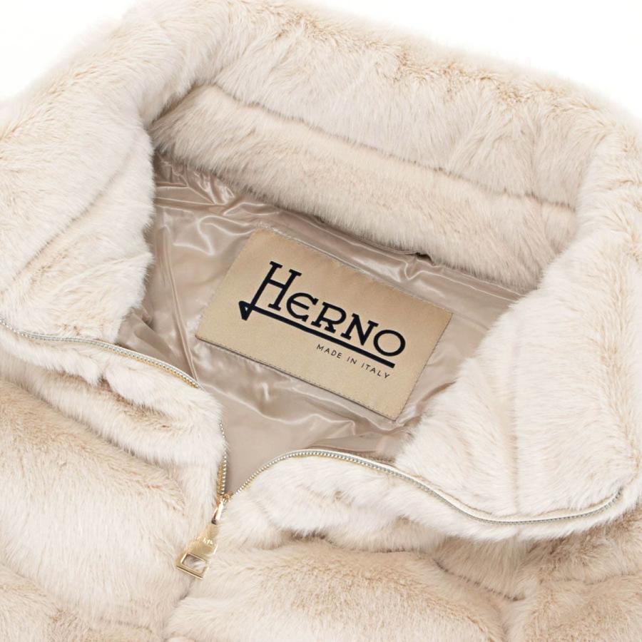 ヘルノ ダウンジャケット エコファー ダウンコート クリームベージュ