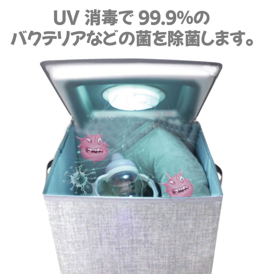 UV除菌 ボックス 紫外線 LED 除菌ライト 正規品 おもちゃ 収納 大容量 フタ付き 折り畳み 除菌器 清潔 ベビー 赤ちゃん 出産祝い プレゼント ギフト 100% 検査済｜le-premier｜05