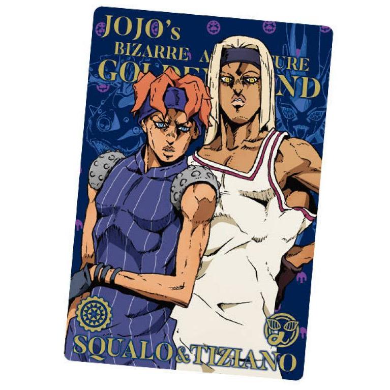 ジョジョ　黄金の風　ミニフォト＆缶バッジセットティッツァーノ＆スクアーロ ジョジョ 黄金の風 グリッター缶バッジ スクアーロ