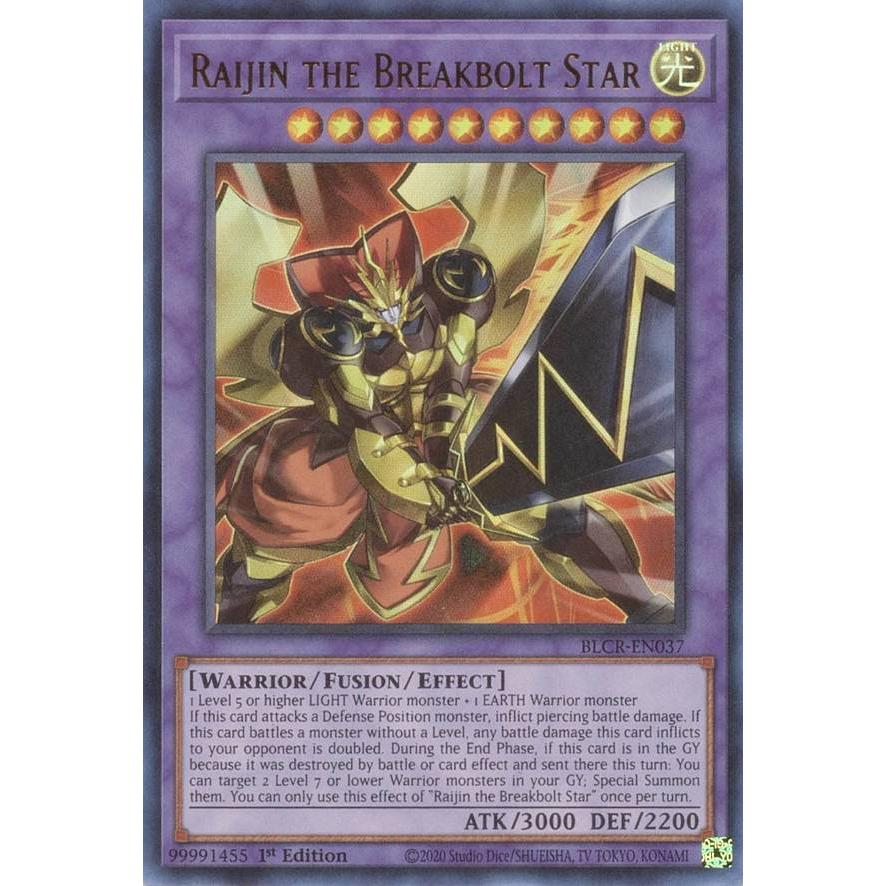 遊戯王 BLCR-EN037 覇雷星ライジン Raijin the Breakbolt Star (英語版 