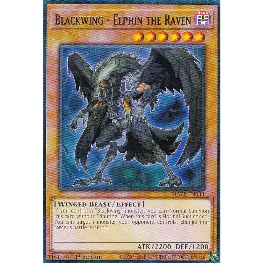 英語版遊戯王 Blackwing - Elphin the Raven 匿名発送 遊戯王 MAZE-EN038 BF−漆黒のエルフェン Blackwing - Elphin the